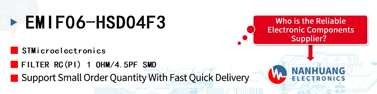 EMIF06-HSD04F3 ST FILTER RC(PI) 1 OHM/4.5PF SMD