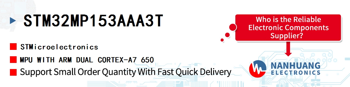 STM32MP153AAA3T ST MPU WITH ARM DUAL CORTEX-A7 650